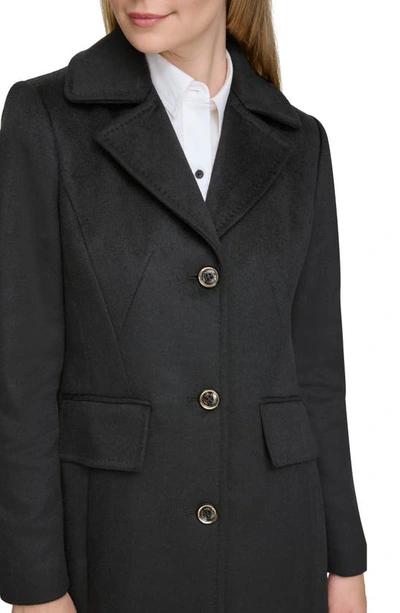 Shop Karl Lagerfeld Tailored Pickstitch Wool Blend Coat In Black