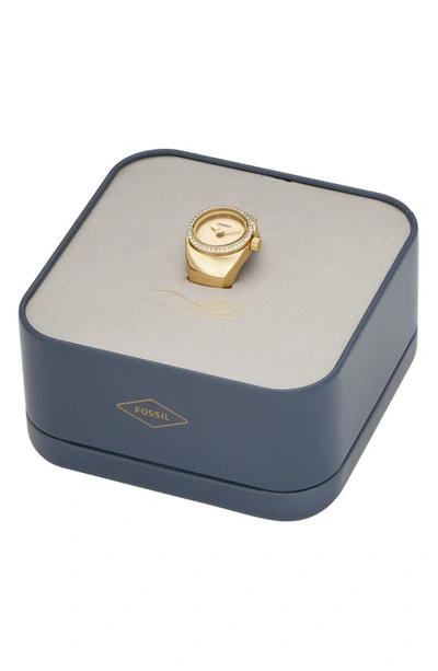 Fossil Women's Ring Watch Two-hand Gold-tone Stainless Steel Bracelet Watch, 15mm In Gold
