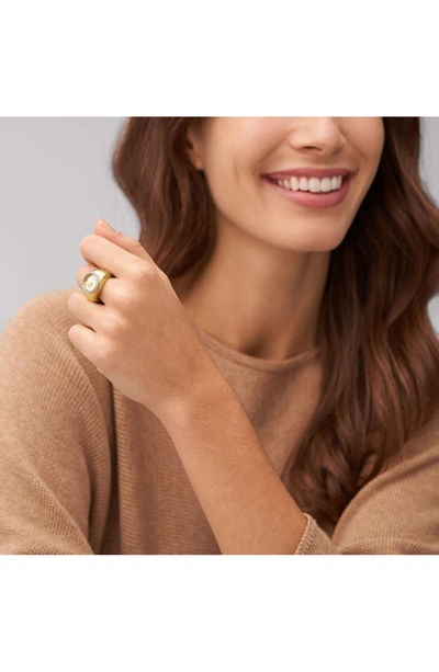 Fossil Women's Ring Watch Two-hand Gold-tone Stainless Steel Bracelet Watch, 15mm In Gold