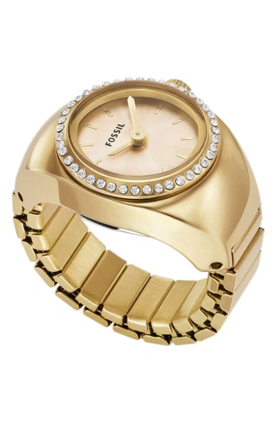 Fossil Women's Ring Watch Two-hand Gold-tone Stainless Steel Bracelet Watch, 15mm In Gold