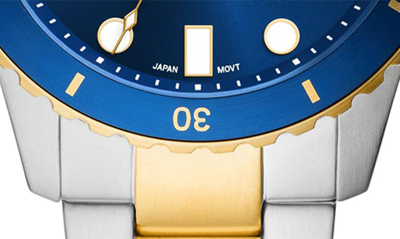 Fossil Men's Blue Dive Three-hand Date Two-tone Stainless Steel Watch 42mm In Two Tone