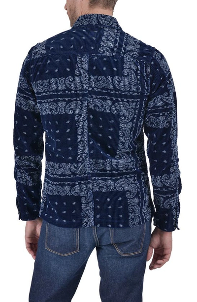 Hiroshi Kato The Vise Cotton Corduroy Chore Shirt Jacket In Navy Bandana
