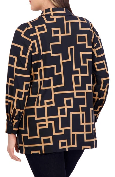 Foxcroft Pamela Maze Print Stretch Tunic Shirt In Black Multi