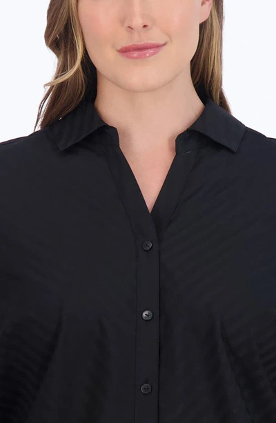 Shop Foxcroft Mary Cotton Blend Button-up Shirt In Black