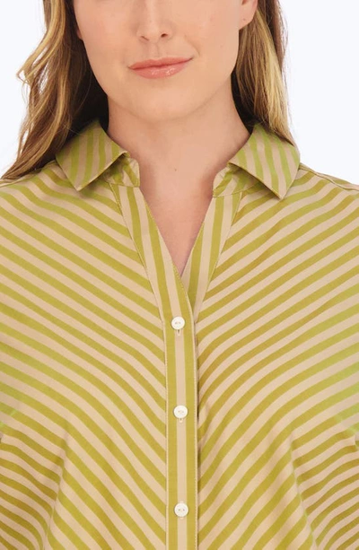 Shop Foxcroft Mary Cotton Blend Button-up Shirt In Gold