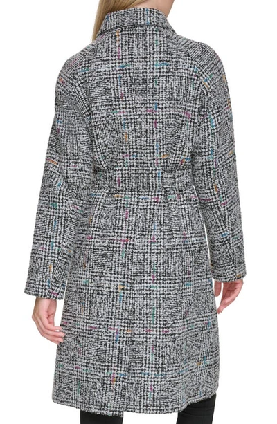Shop Karl Lagerfeld Belted Raglan Sleeve Wool Blend Coat In Blw Multi