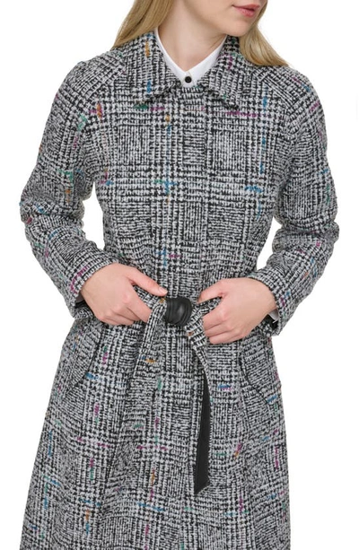 Shop Karl Lagerfeld Belted Raglan Sleeve Wool Blend Coat In Blw Multi