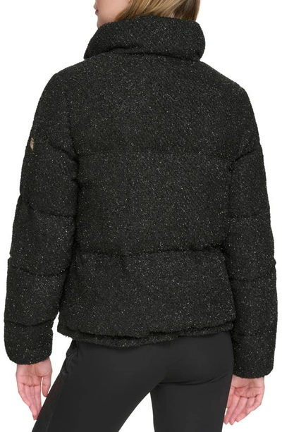 Shop Karl Lagerfeld Sparkle Down & Feather Fill Puffer Jacket In Black