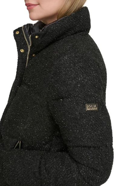 Shop Karl Lagerfeld Sparkle Down & Feather Fill Puffer Jacket In Black