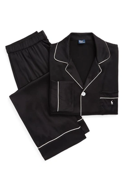 Shop Polo Ralph Lauren Stretch Silk Pajamas In Onyx
