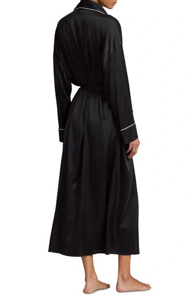 Polo Ralph Lauren Stretch Silk Robe In Onyx