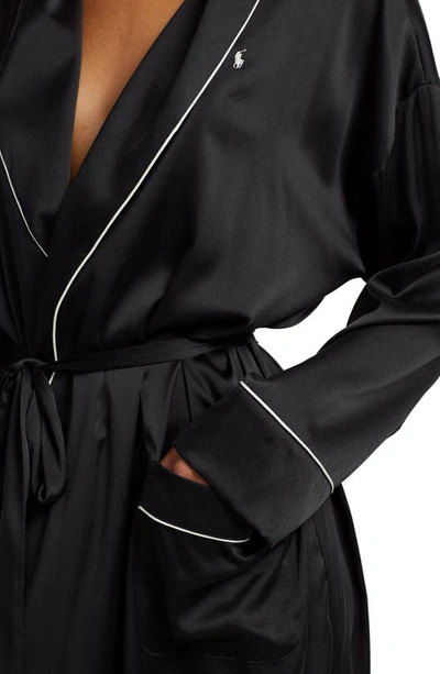 Shop Polo Ralph Lauren Stretch Silk Robe In Onyx
