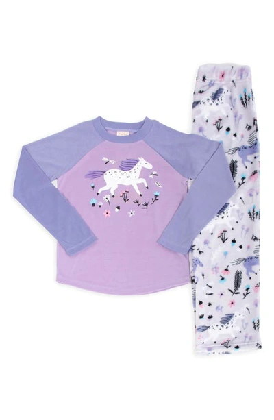 Shop Munki Munki Kids' Fall Frolic Two-piece Pajamas In Purple