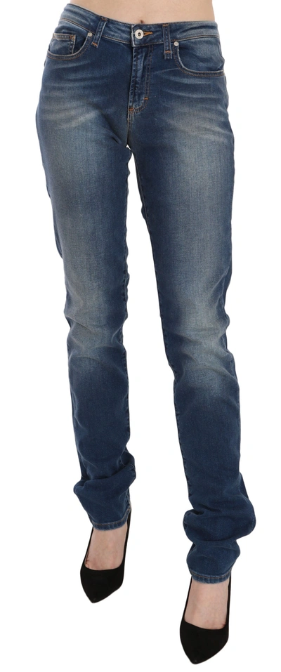 Shop Fiorucci Blue Washed Mid Waist Slim Fit Denim Jeans