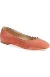 Chloé 'lauren' Scalloped Ballet Flat (women) In Pink Suede