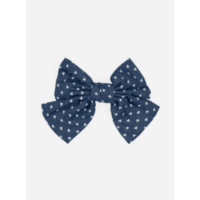 Shop Sui Ava Denim Bow Hairclip In Blue
