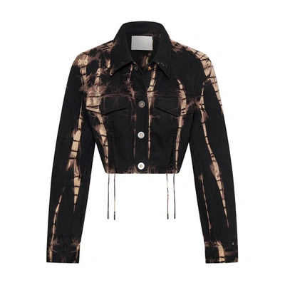 Shop Dion Lee V-wire Cropped Denim Jacket In Black_multi