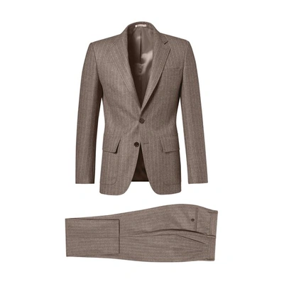 Shop Fursac Wool Flannel Fitted Suit In Chestnut