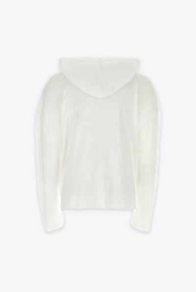 Shop Alyx Destroyed Hooded Tee Off White Destroyed Jersey Hooded Tee - Destroyed Hooded Tee In Bianco