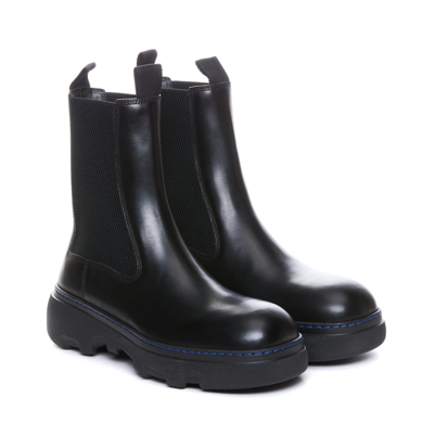 Shop Burberry Creeper Chelsea Ankle Boots In Black
