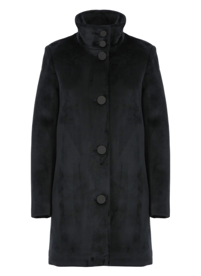 Shop Rrd - Roberto Ricci Design Velvet Neo Wom Coat In Black