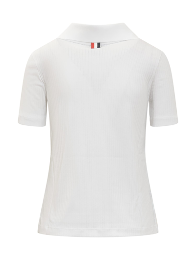 Shop Thom Browne Short Sleeve Polo In White
