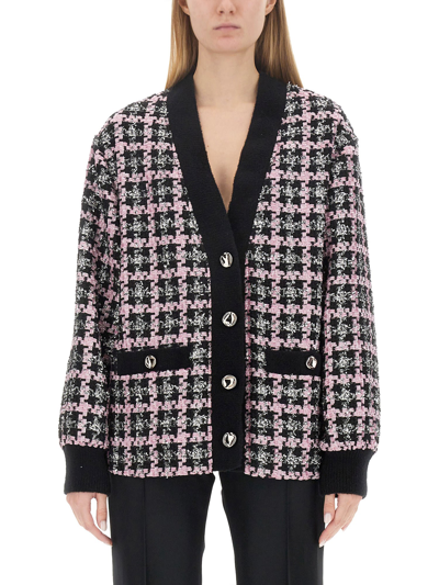 Msgm Single-breasted Tweed Jacket In Multicolor