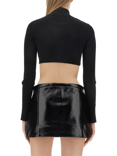 Shop Courrèges Cropped Shirt In Nero
