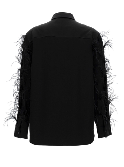 Shop Michael Michael Kors Feather Sleeve Bf Shirt In Black