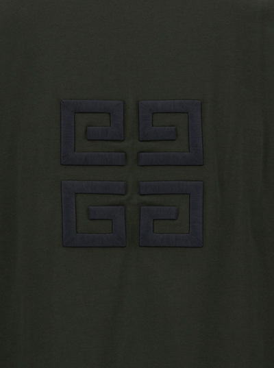Shop Givenchy Dark Green Crewneck T-shirt With 4g Logo Print In Cotton Man