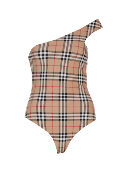 Shop Burberry Candace Swimsuit In Brown
