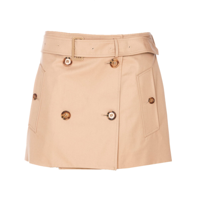 Shop Burberry Vintage Check Motif Brielle Skirt In Beige