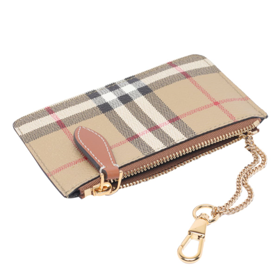 Shop Burberry Check Coin Purse In Beige