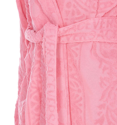 Shop Versace Seashell Baroque Bathrobe In Pink