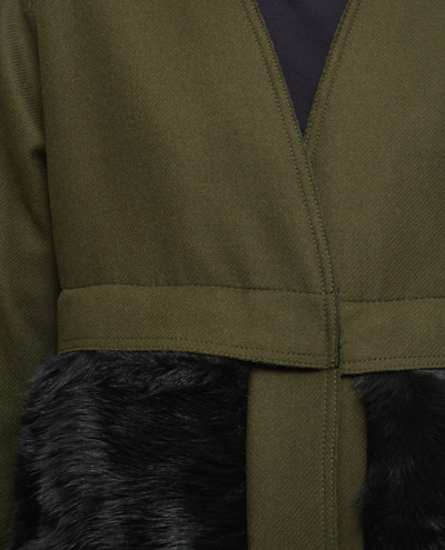 Shop Plan C Shearling Wool Coat In Black