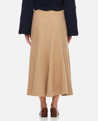 Gabriela Hearst Maureen High-rise Pleated Midi Skirt In Beige