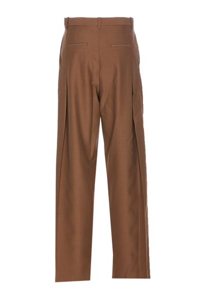 Shop Victoria Beckham Pleated Pants In Brown