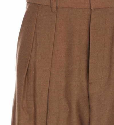 Shop Victoria Beckham Pleated Pants In Brown