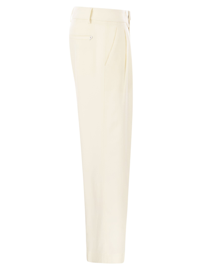 Shop Dondup Sheryl - Loose Flannel Trousers In White