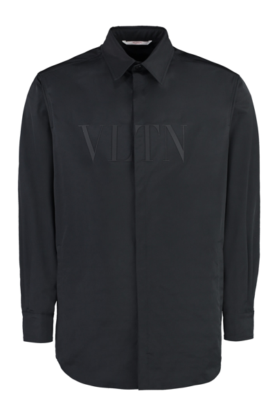Shop Valentino Technical Fabric Overshirt In Black