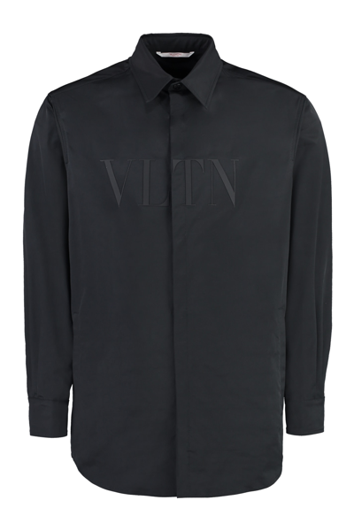 Valentino Vltn Overshirt In Tech Fabric In Black