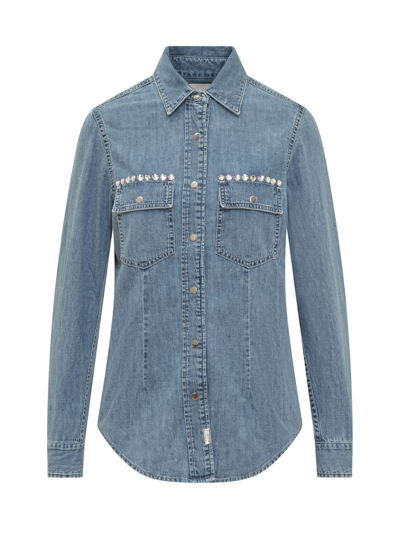 Shop 7 For All Mankind Denim Shirt In Mid Blue