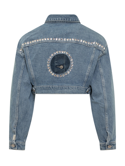 Shop 7 For All Mankind Cropped Denim Jacket In Light Blue