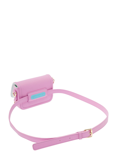 Shop Chiara Ferragni Eyelike Pink Crossbody Bag With Front Logo In Faux Leather Woman In Violet