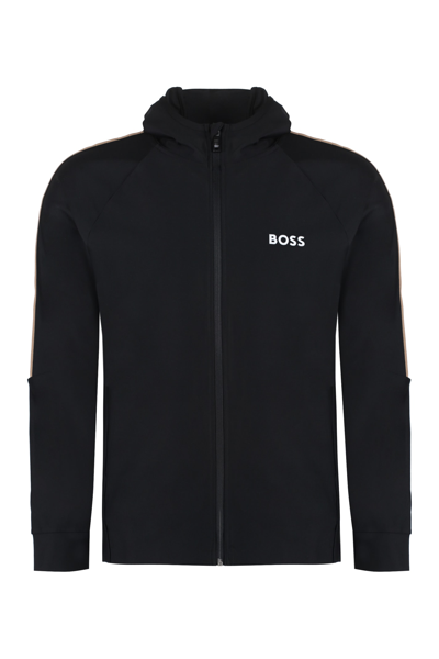 Shop Hugo Boss Boss X Matteo Berrettini - Full Zip Hoodie In Black