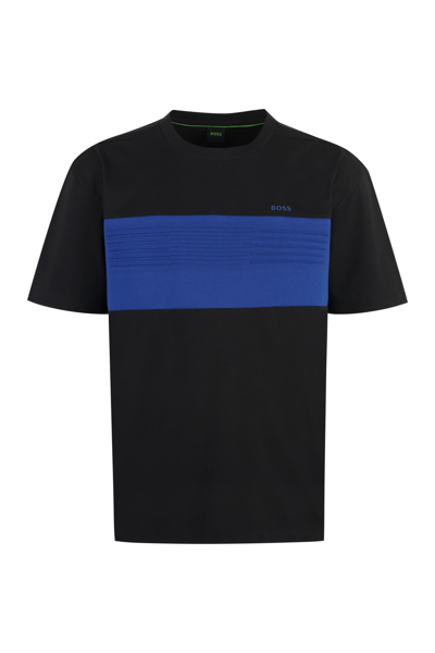Shop Hugo Boss Cotton Crew-neck T-shirt In Black