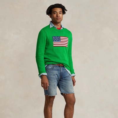 Shop Ralph Lauren The Iconic Flag Sweater In Green