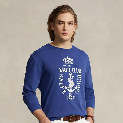 Shop Ralph Lauren Classic Fit Jersey Graphic T-shirt In Fall Royal