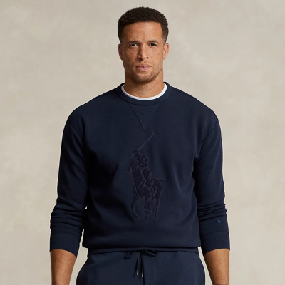 Shop Polo Ralph Lauren Big Pony Double-knit Sweatshirt In Aviator Navy