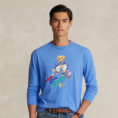 Shop Ralph Lauren Classic Fit Polo Bear Jersey T-shirt In Summer Blue